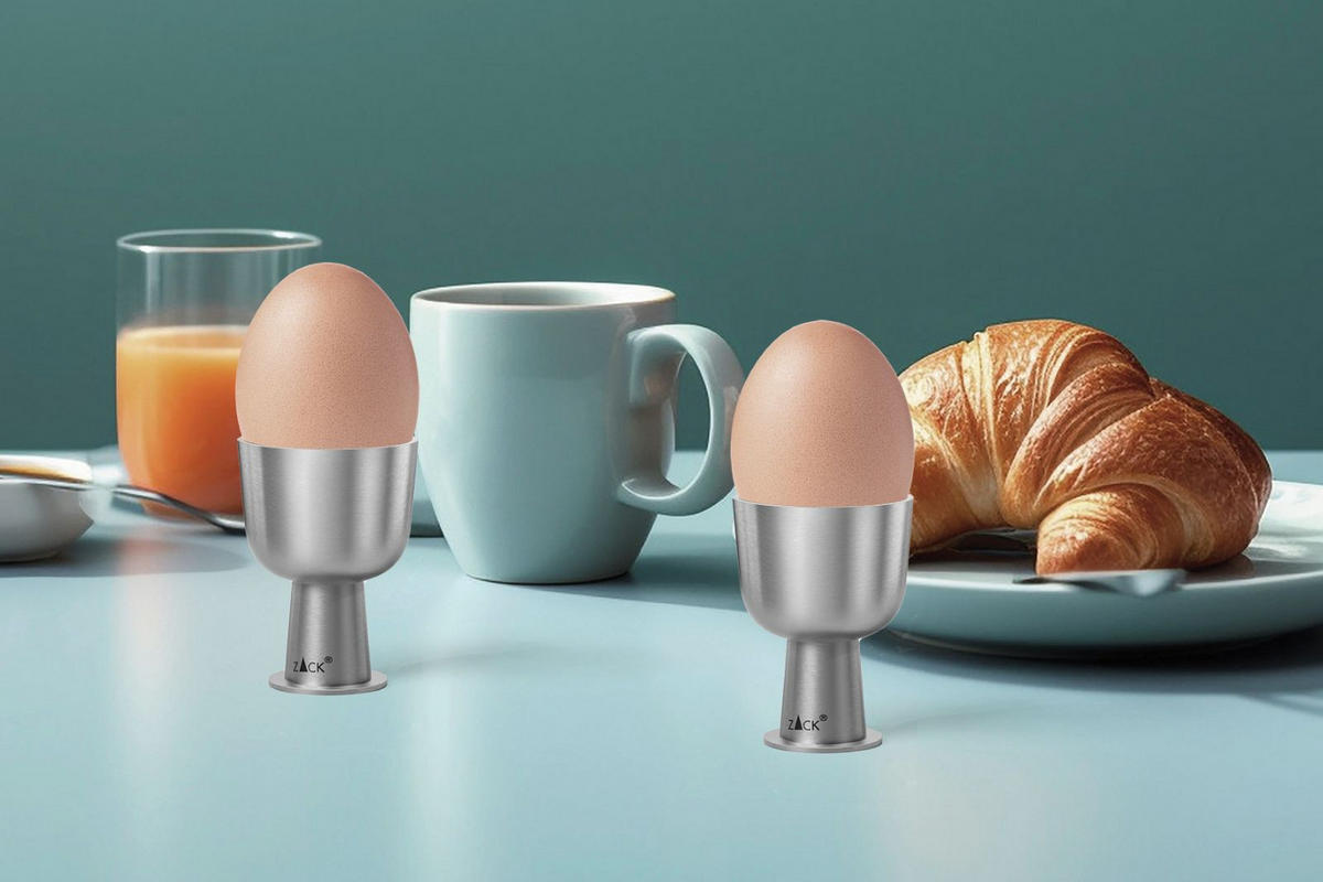 EIERBECHERSET Metall 2-teilig  - Edelstahlfarben, KONVENTIONELL, Metall (4,5/6,3cm) - Zack