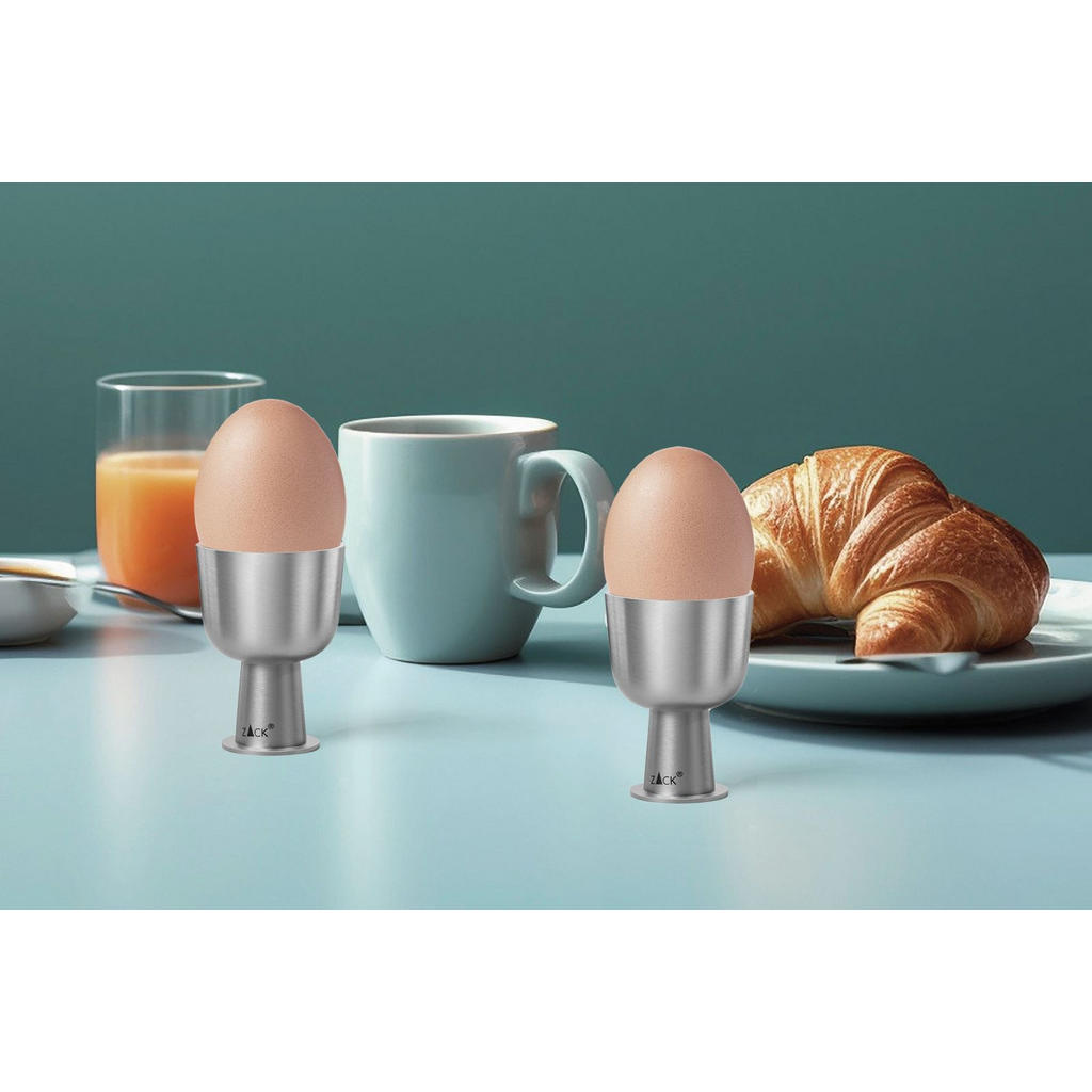 Thumbnail - Zack Eierbecherset Bevo, Edelstahl, Metall, 2-teilig, rund, 6.3 cm, Tischkultur & Servieren, Eierbecher