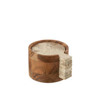 GLASUNTERSETZERSET   - Beige, Basics, Stein (12/12/8cm) - Ambia Home