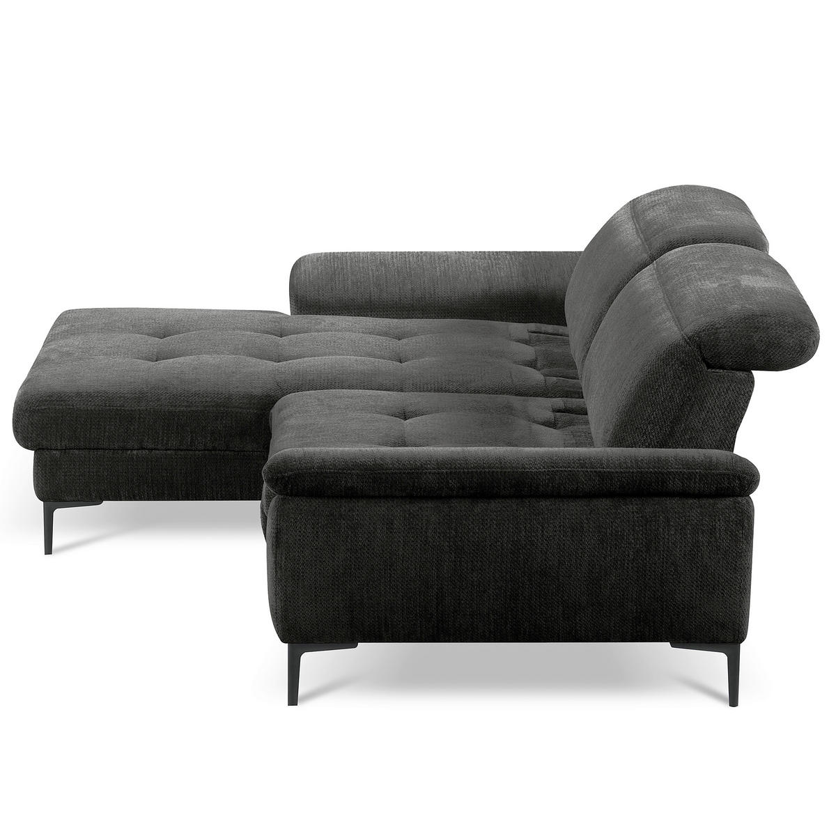 ECKSOFA  Webstoff Schwarz  - Schwarz, Design, Textil/Metall (195/268cm) - Livetastic