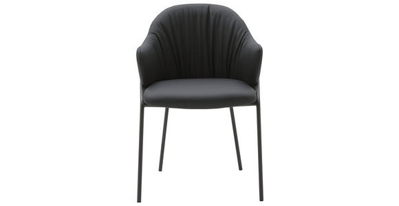 ARMLEHNSTUHL  in Echtleder pigmentiert  - Anthrazit, Design, Leder (55/84/55cm) - Belluti