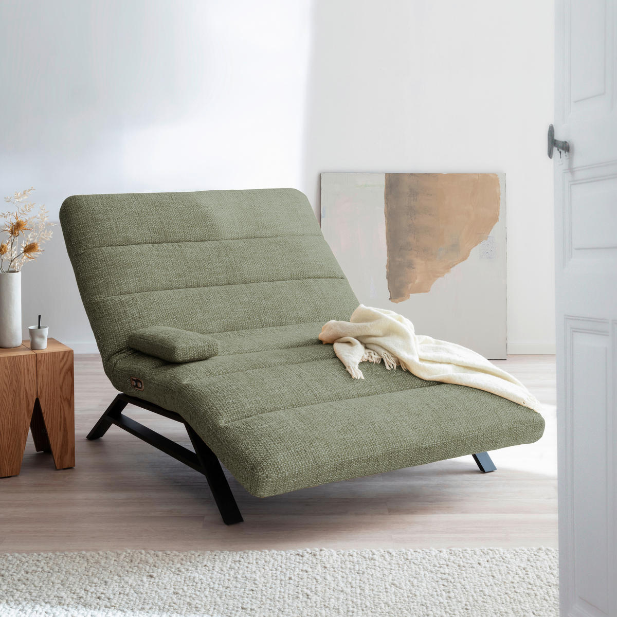 RELAXLIEGE Chenille Grün  - Schwarz/Grün, Design, Textil/Metall (120/54-113/158-198cm) - Pure Home Lifestyle