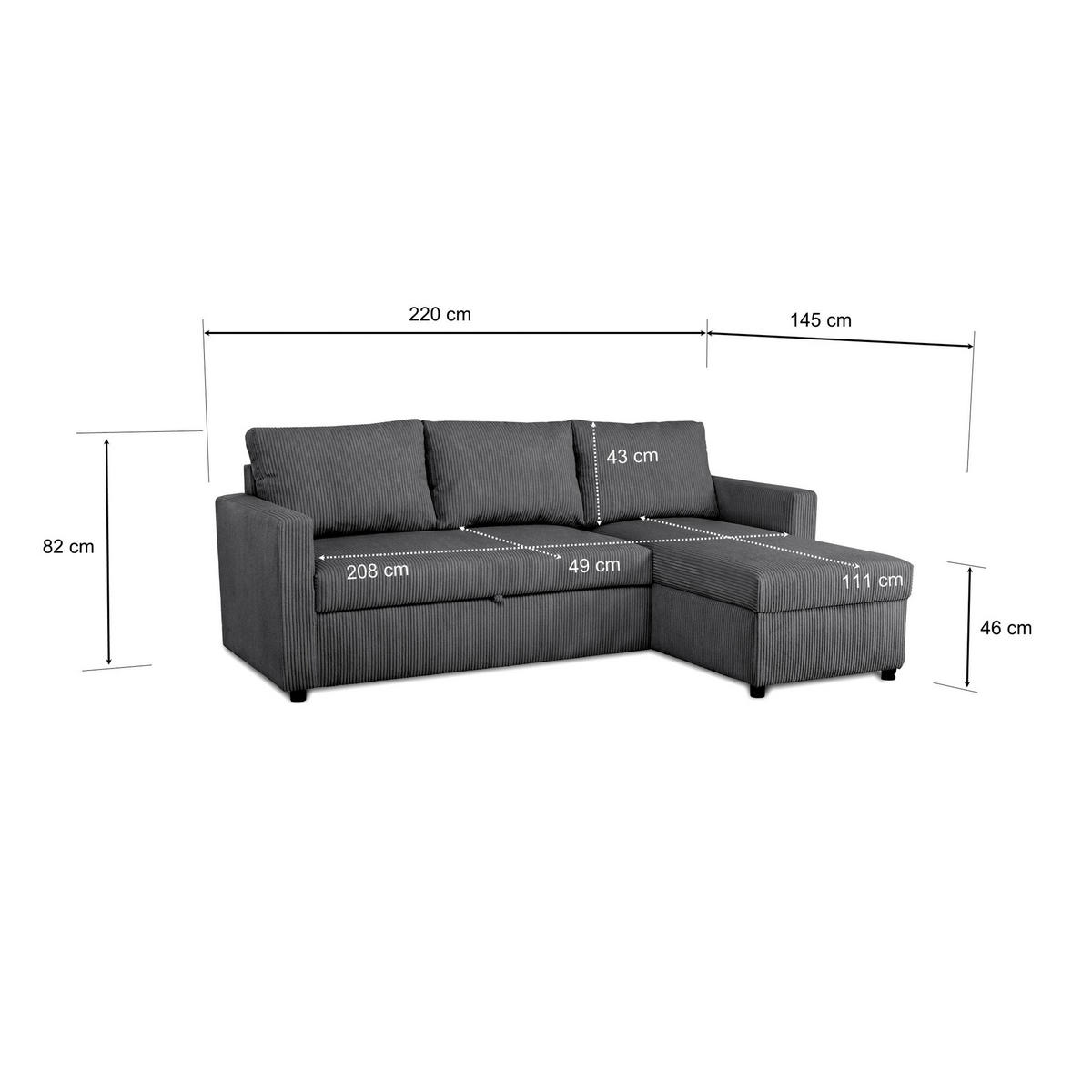 ECKSOFA Anthrazit  - Anthrazit/Schwarz, Basics, Holz/Kunststoff (215/145cm) - MID.YOU