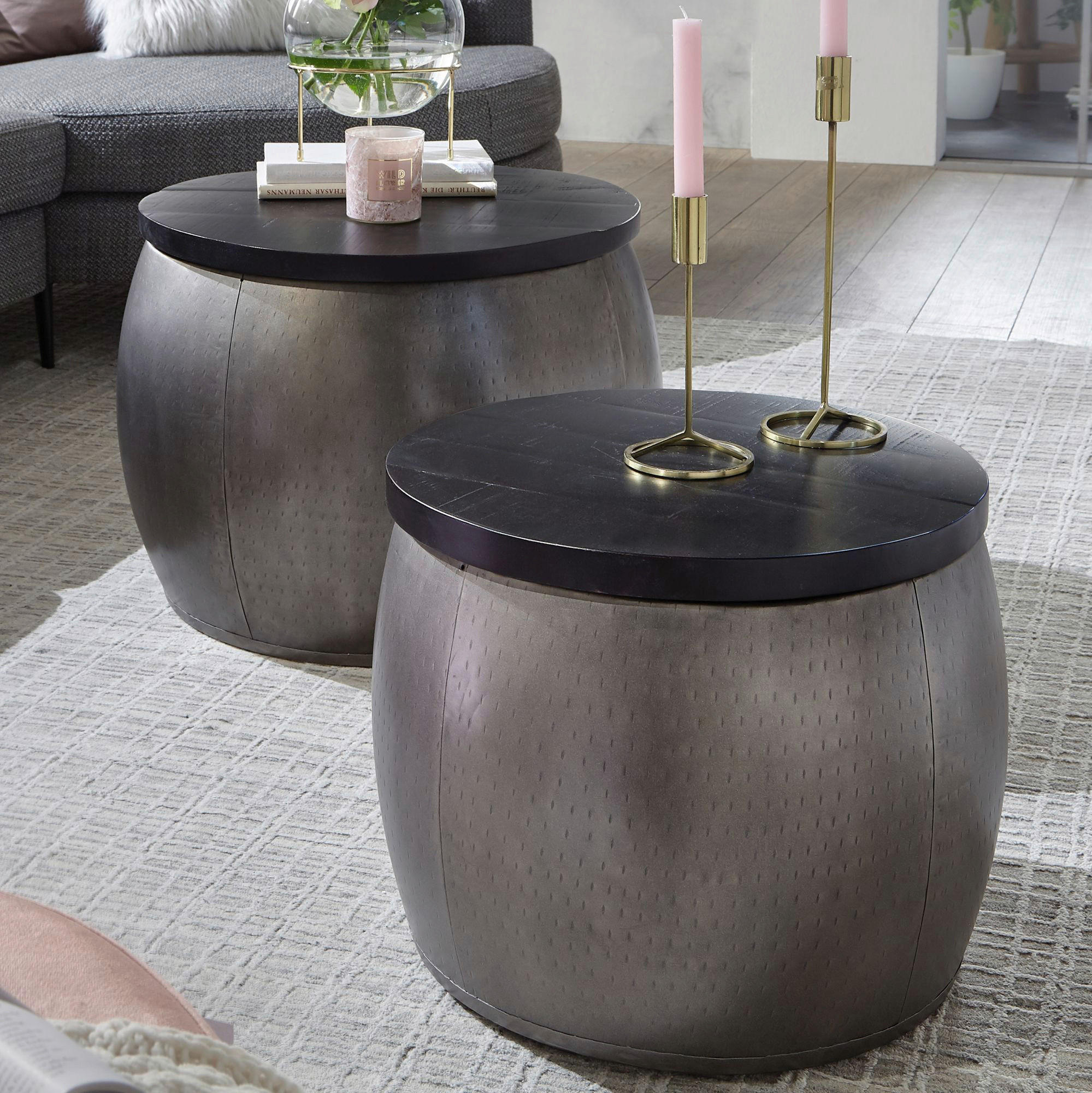 SOFFBORD SET i trä 55/55/45 cm  - silver, Modern, metall/trä (55/55/45cm) - MID.YOU