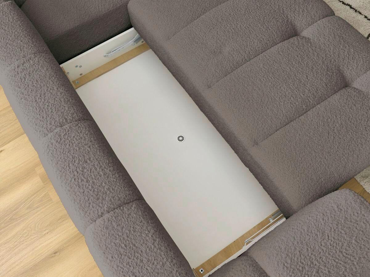 ECKSCHLAFSOFA FUJI Bouclé Taupe  inkl.  - Taupe/Schwarz, MODERN, Kunststoff/Textil (282/204cm)