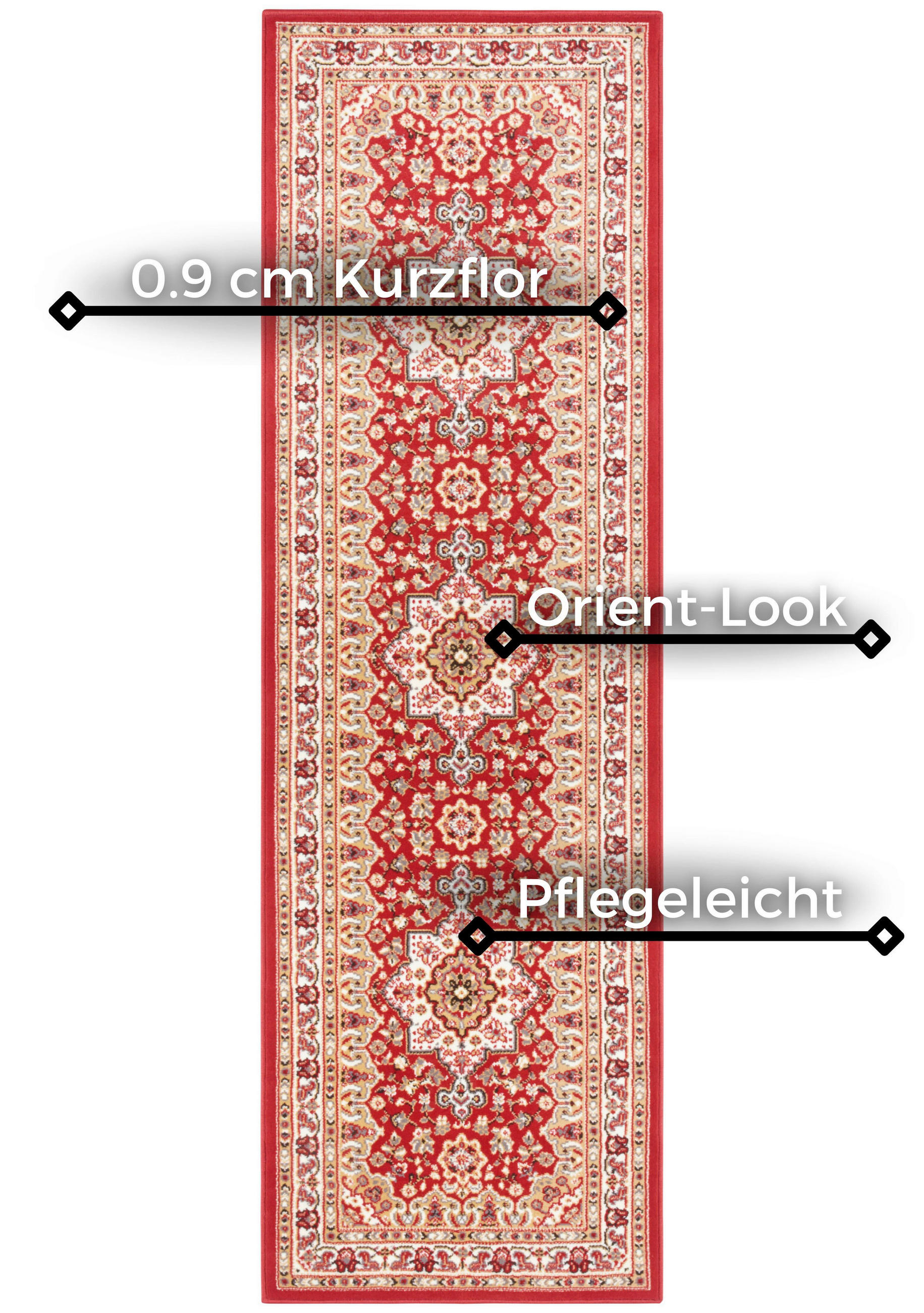 LÄUFER 80/250 cm Mirkan  - Rot/Multicolor, Basics, Kunststoff/Textil (80/250cm)