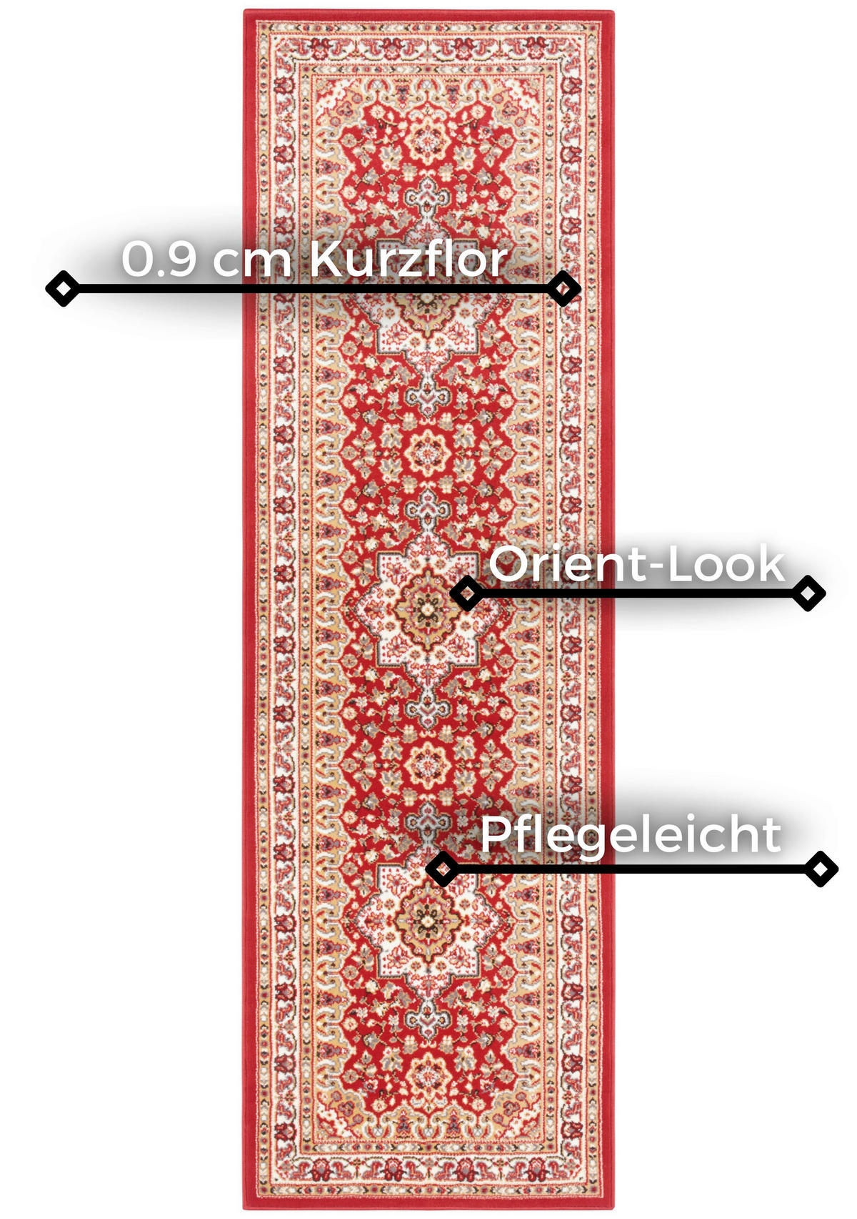 LÄUFER 80/250 cm Mirkan  - Rot/Multicolor, Basics, Kunststoff/Textil (80/250cm)