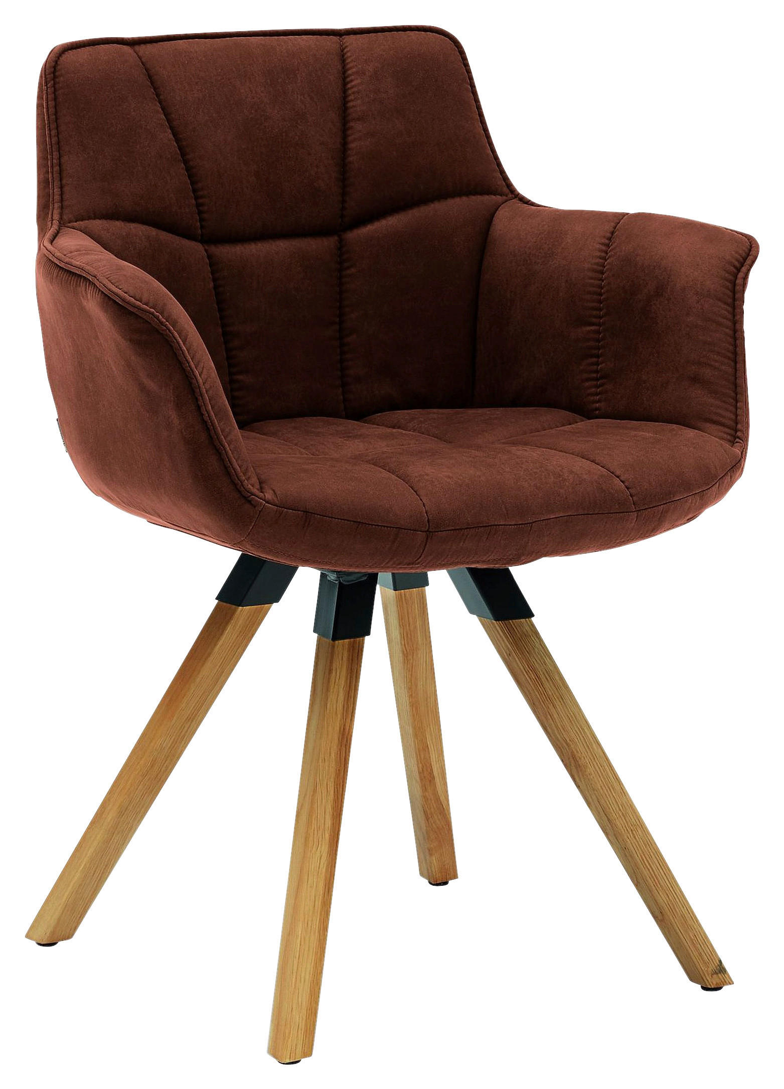 ARMLEHNSTUHL in Mikrofaser - Kastanienfarben/Eichefarben, KONVENTIONELL, Holz/Textil (67/85/60cm) - Musterring