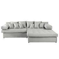 ECKSOFA Velours Hellgrau  - Hellgrau/Schwarz, Design, Kunststoff/Textil (284/243cm) - P & B