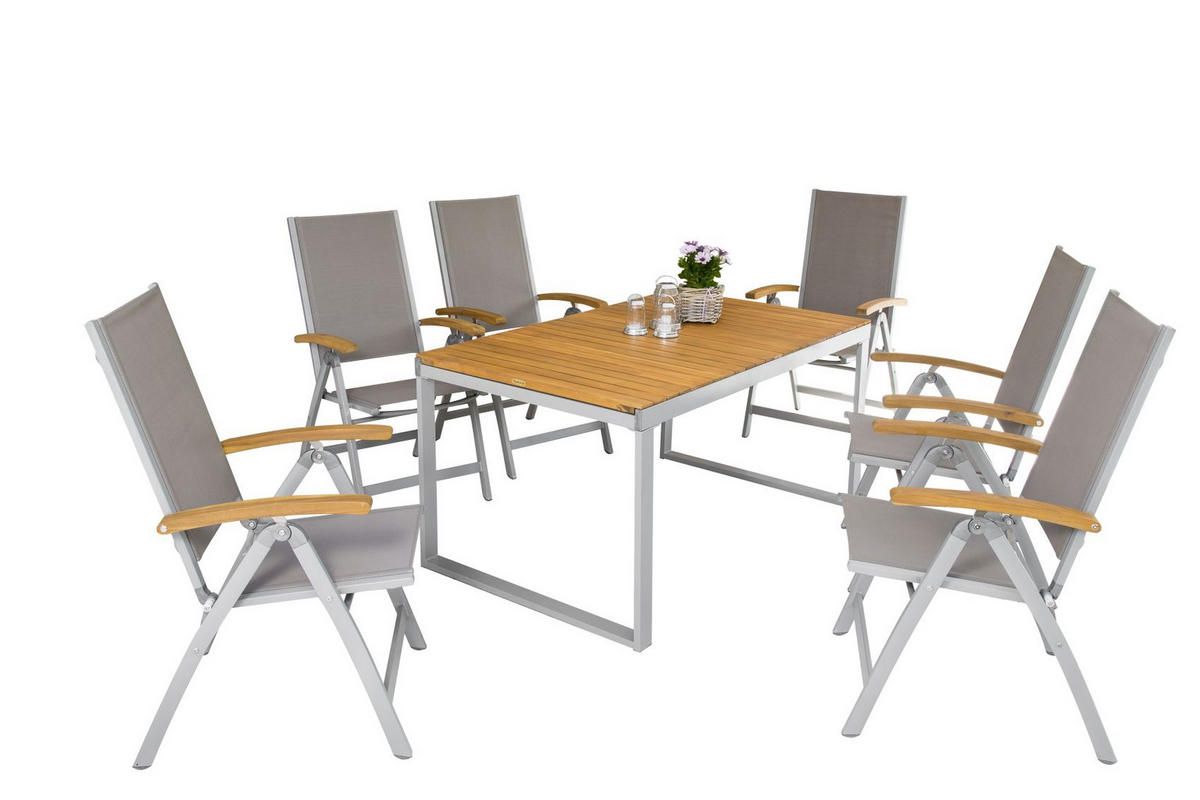 GARTENTISCHGRUPPE  - Silberfarben/Grau, MODERN, Holz/Textil - Gardenson