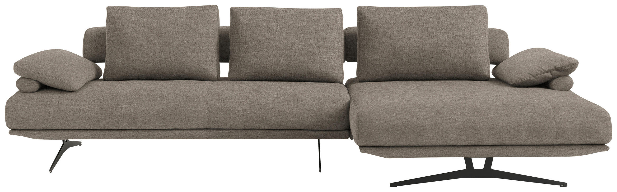 ECKSOFA in Chenille Graubraun  - Graubraun/Schwarz, Design, Textil/Metall (334/168cm) - Dieter Knoll
