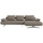 ECKSOFA in Chenille Graubraun  - Graubraun/Schwarz, Design, Textil/Metall (334/168cm) - Dieter Knoll