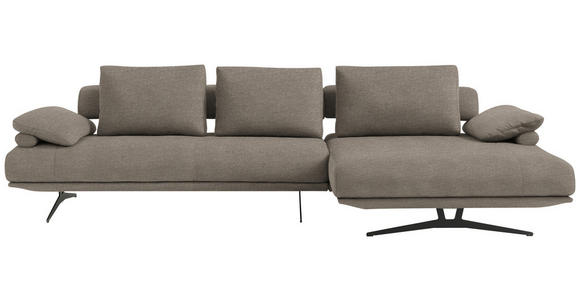 ECKSOFA in Chenille Graubraun  - Graubraun/Schwarz, Design, Textil/Metall (334/168cm) - Dieter Knoll