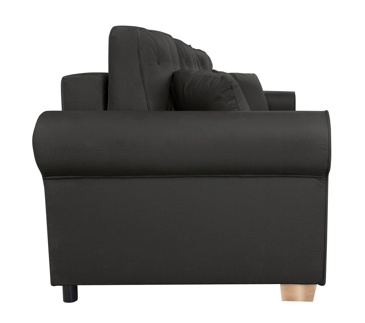 SCHLAFSOFA  mit Bettkasten erhältlich, Liegefunktion, Rücken echt, Armteil links, Armteil rechts Schwarz  - Buchefarben/Schwarz, Design, Holz/Textil (240/94/98cm) - MID.YOU