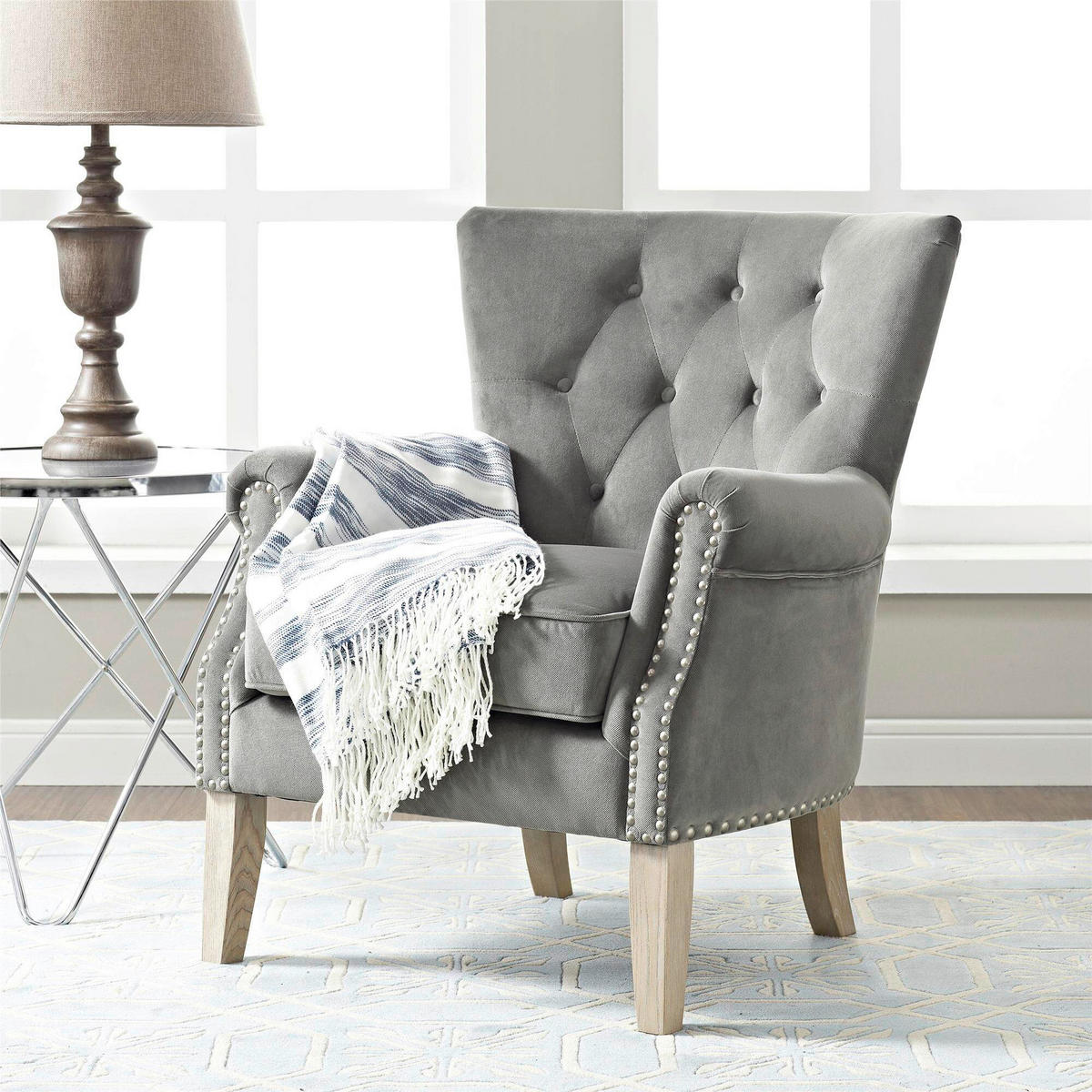 OHRENSESSEL Grau  - Grau, Design, Holz/Textil (73/86/75cm) - MID.YOU