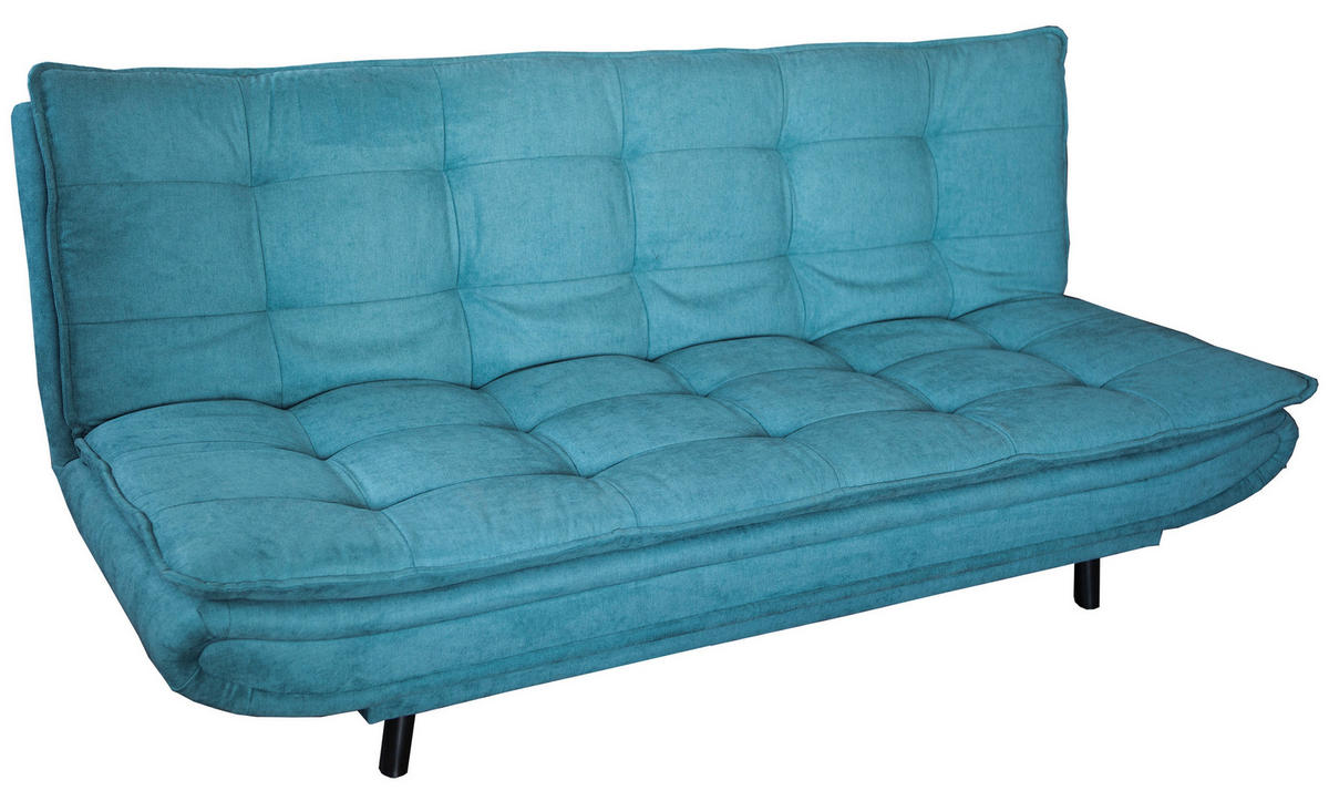 SCHLAFSOFA Mikrofaser, gesteppt Hellblau  - Schwarz/Hellblau, MODERN, Holz/Textil (194/100/90cm) - P & B