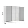 SCHWEBETÜRENSCHRANK 316/235/68 cm 4-türig Grau, Weiß  - Chromfarben/Weiß, KONVENTIONELL, Glas/Holzwerkstoff (316/235/68cm) - Novel