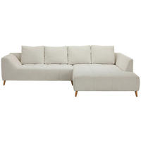 ECKSOFA Grauweiß Flachgewebe  - Buchefarben/Grauweiß, KONVENTIONELL, Holz/Textil (306/202cm) - Carryhome