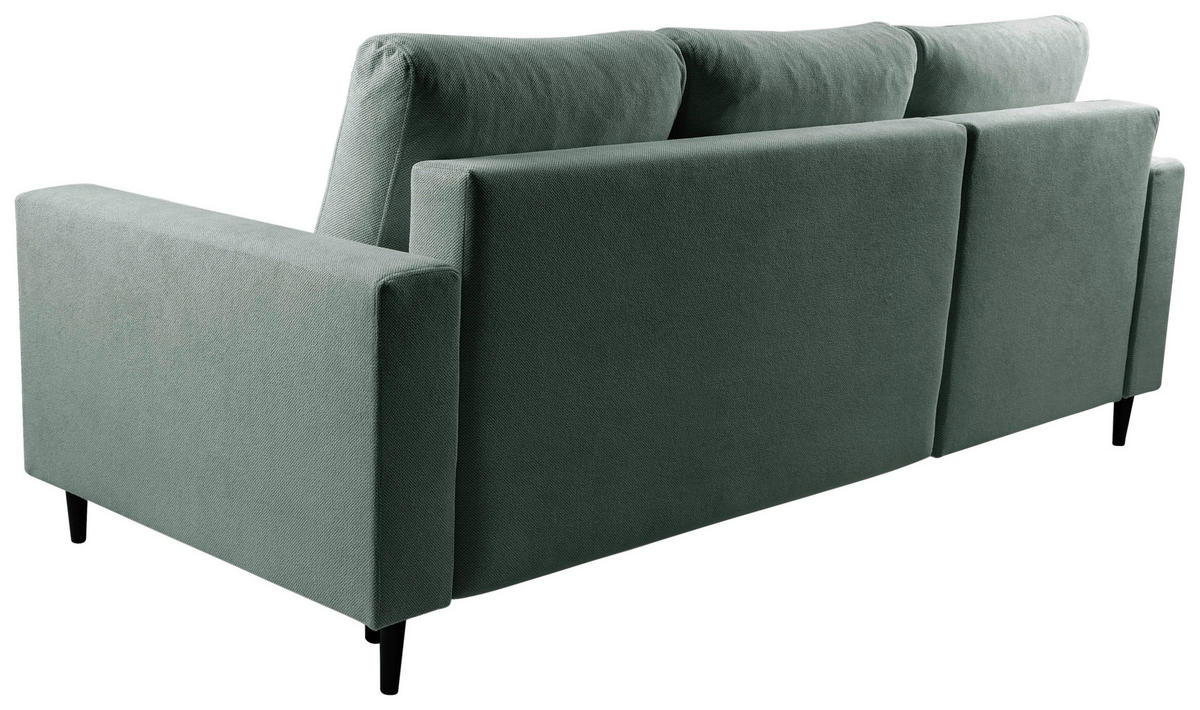 ECKSOFA in Struktur Dunkelgrün  - Dunkelgrün/Schwarz, Modern, Holz/Kunststoff (145/230cm) - MID.YOU