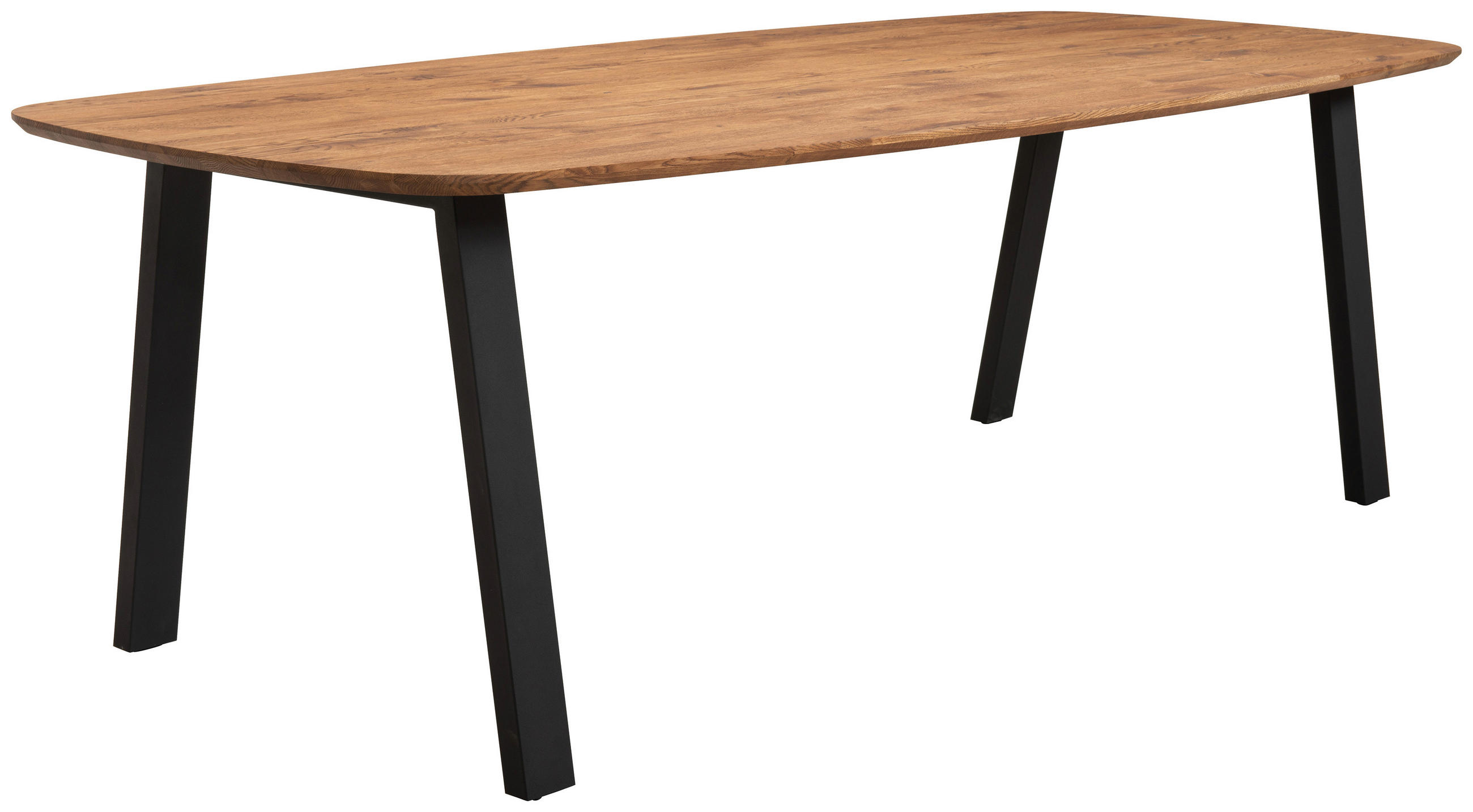 ESSTISCH Eiche vollmassiv oval Schwarz, Eiche dunkel  - Eiche dunkel/Schwarz, Design, Holz/Metall (240/110/76cm) - Welnova