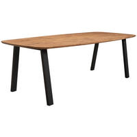 ESSTISCH Eiche vollmassiv oval Schwarz, Eiche dunkel  - Eiche dunkel/Schwarz, Design, Holz/Metall (240/110/76cm) - Welnova