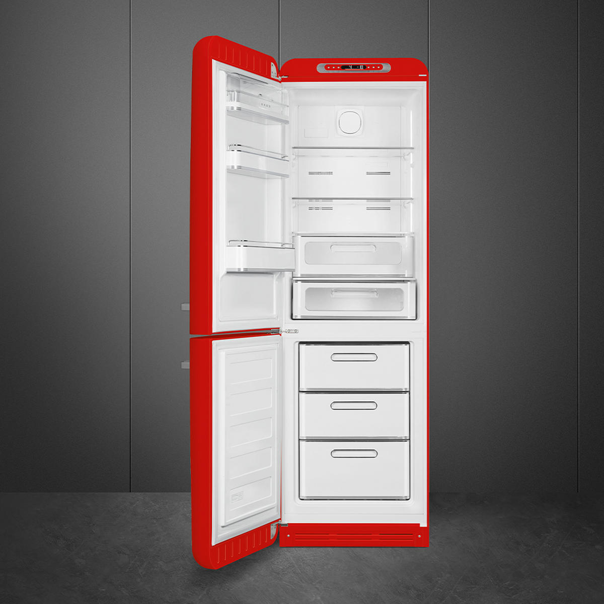 KÜHL-GEFRIER-KOMBINATION 60/196,8/72,8 cm FAB32LRD5  - Rot, Basics, Metall (60/196,8/72,8cm) - SMEG