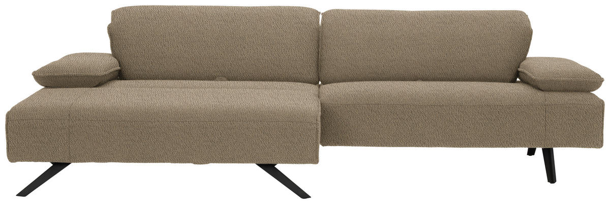 ECKSOFA in Flachgewebe Hellbraun  - Hellbraun/Anthrazit, Design, Textil/Metall (166/280cm) - Johann Jakob