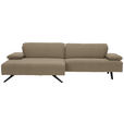 ECKSOFA in Flachgewebe Hellbraun  - Hellbraun/Anthrazit, Design, Textil/Metall (166/280cm) - Ambiente