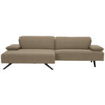 ECKSOFA in Flachgewebe Hellbraun  - Hellbraun/Anthrazit, Design, Textil/Metall (166/280cm) - Ambiente