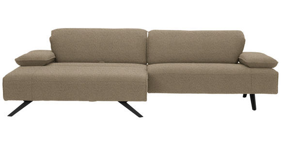 ECKSOFA in Flachgewebe Hellbraun  - Hellbraun/Anthrazit, Design, Textil/Metall (166/280cm) - Ambiente