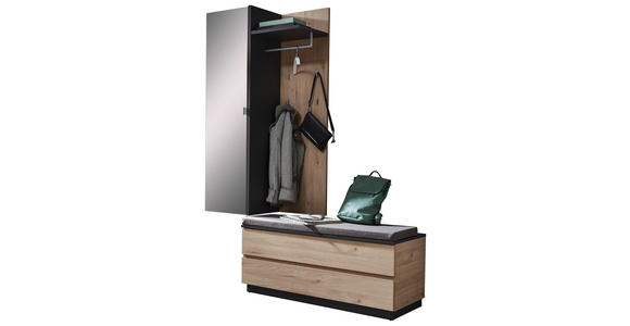 GARDEROBE - Eichefarben/Graphitfarben, Design, Glas/Holzwerkstoff (157/202/45cm) - Voleo