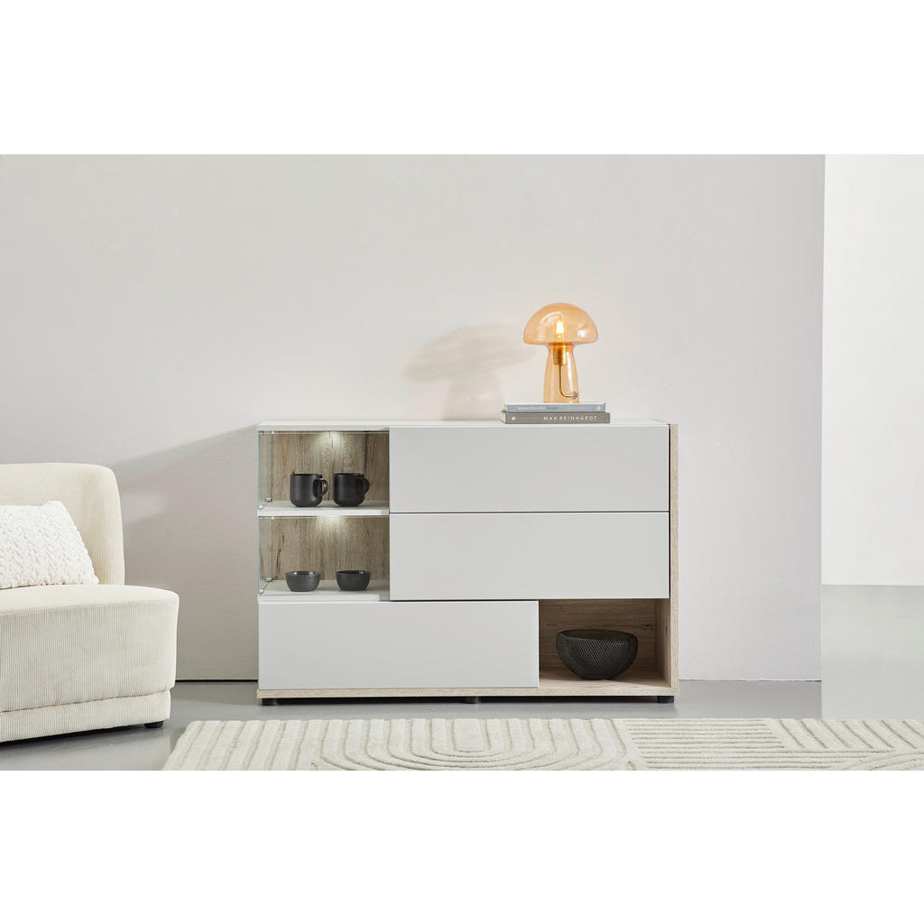 Thumbnail - Mid.you Kommode, Eiche, Grau, Glas, Holzwerkstoff, 1 Fächer, 120x77x40 cm, Made in EU, Wohnzimmer, Kommoden & Sideboards...