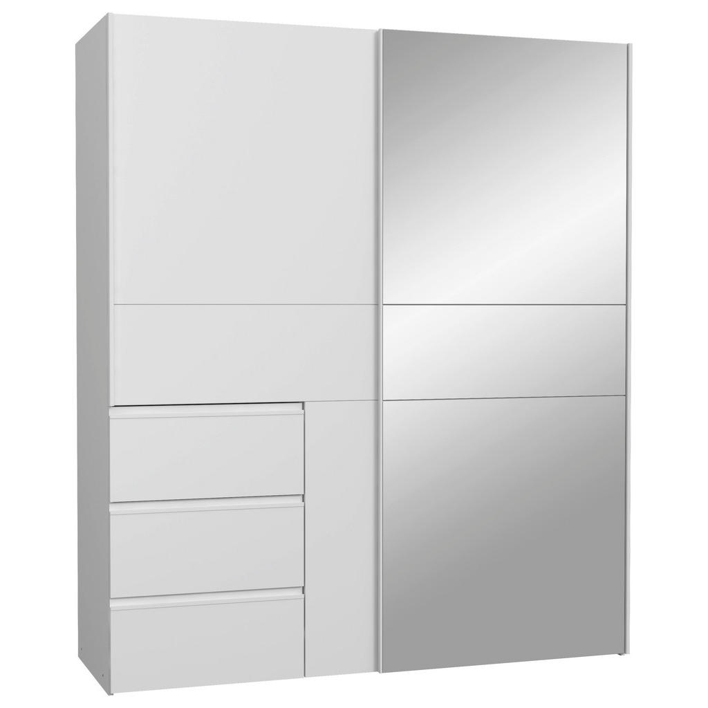 Carryhome BIELA SKRIŇA SO ZRKADLOM, biela, hliníková, 170/200/61 cm