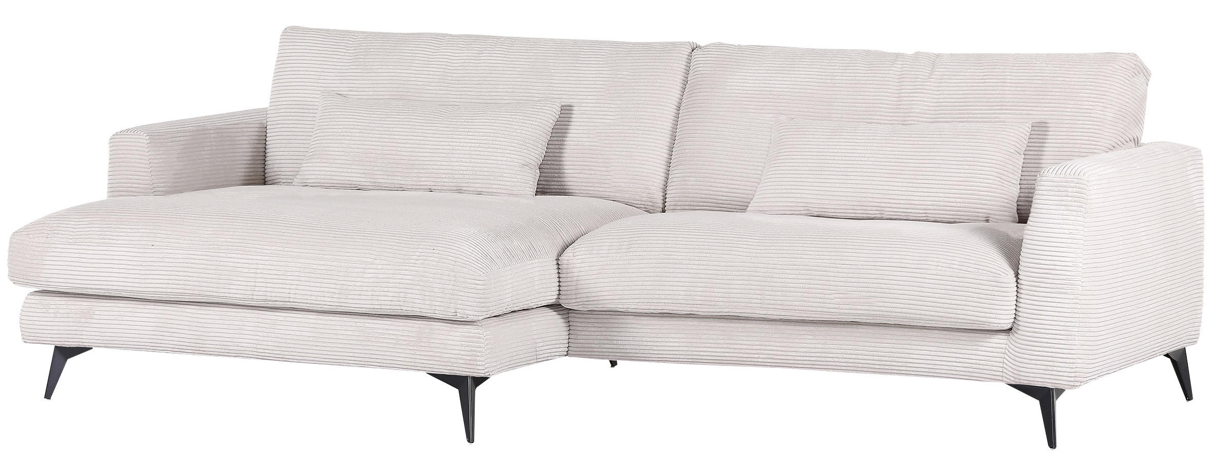 ECKSOFA Beige Cord  - Beige/Schwarz, LIFESTYLE, Textil/Metall (140/270cm) - Landscape