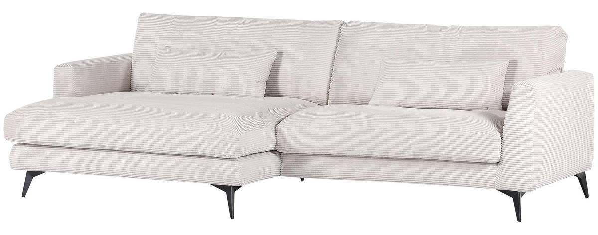 ECKSOFA in Cord Beige  - Beige/Schwarz, Lifestyle, Textil/Metall (140/270cm) - Livetastic