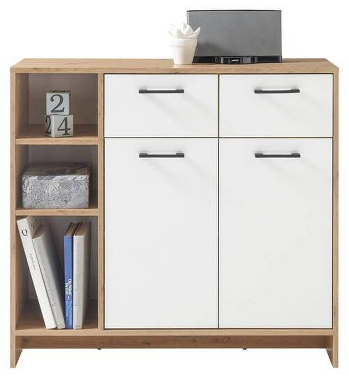 KOMMODE  in 100/92/38 cm  - Eichefarben/Schwarz, Design, Holzwerkstoff/Kunststoff (100/92/38cm) - MID.YOU