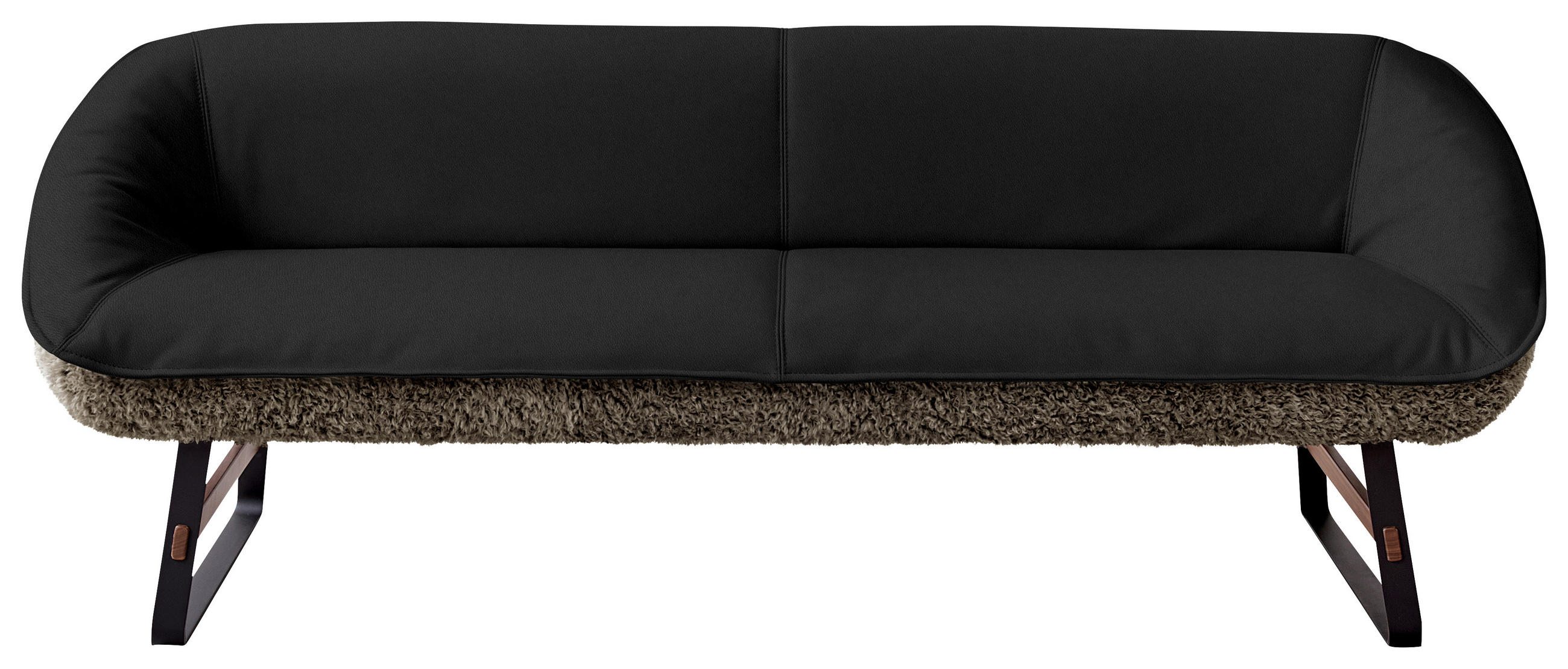 SITZBANK 229/88/80 cm  in Schwarzbraun  - Schwarzbraun/Schwarz, Design, Leder/Holz (229/88/80cm) - Koinor