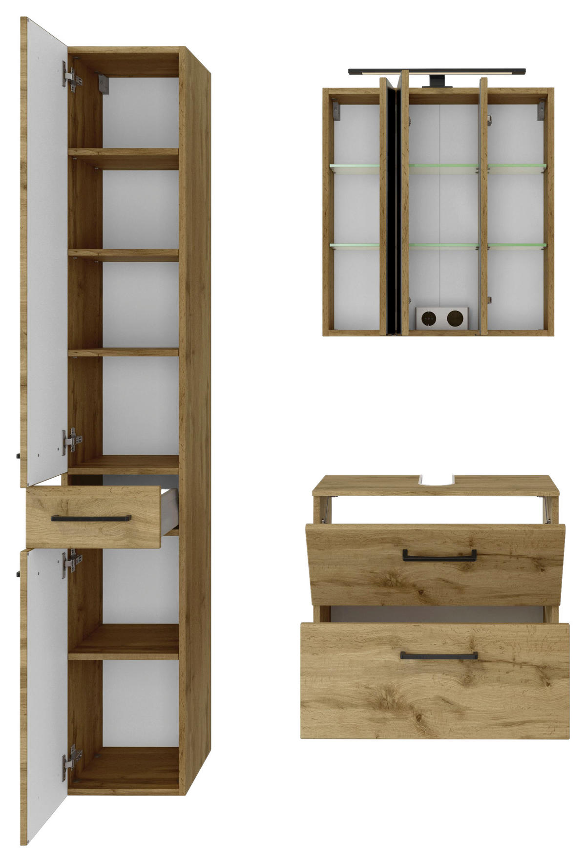 BADEZIMMER  in 90 cm  - Eichefarben, MODERN, Holzwerkstoff (90cm) - Held