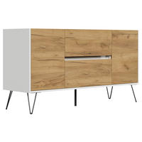 SIDEBOARD Posseik Industrial 139/75,8/42 cm 2 Schublade(n)  - Eichefarben/Weiß Hochglanz, Design, Holzwerkstoff/Metall (139/75,8/42cm) - MID.YOU