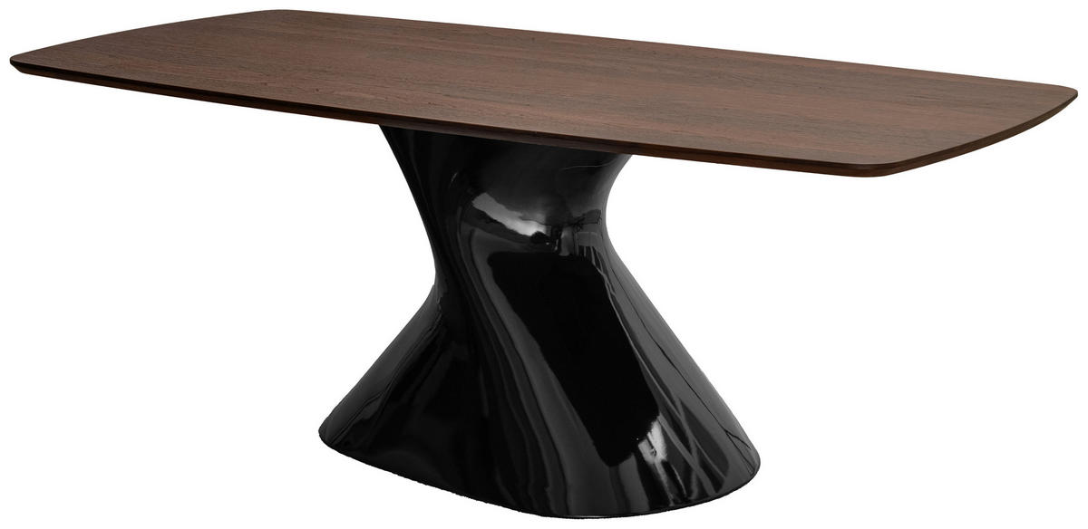 ESSTISCH 200/100/76 cm Echtholz, Nachbildung  Holz, Metall, Kunststoff, Holzwerkstoff rechteckig Schwarz, Walnussfarben  - Walnussfarben/Schwarz, Design, Holz/Holzwerkstoff (200/100/76cm) - Dieter Knoll