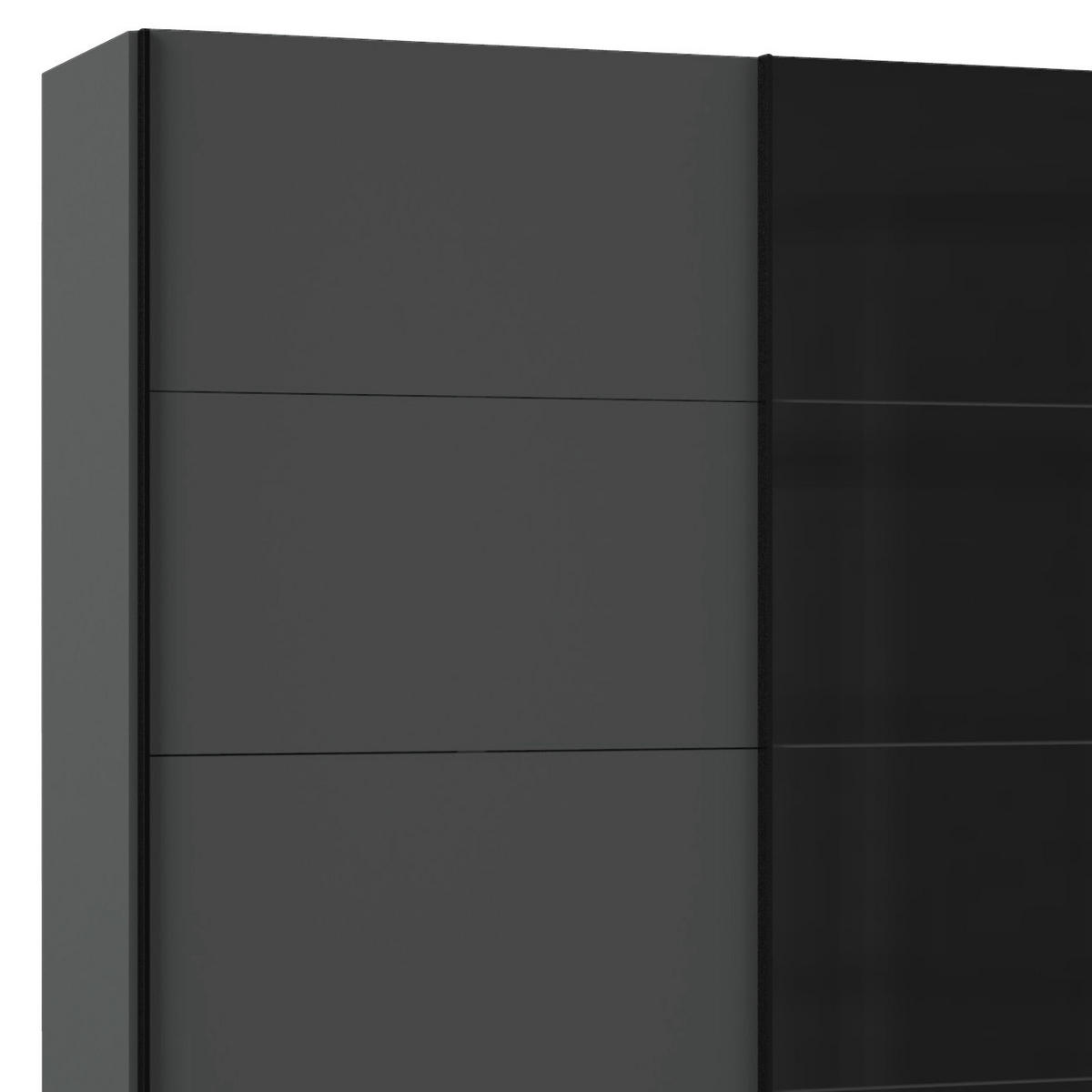 GARDEROB MED SKJUTDÖRRAR 225/210/65 cm 2-dörrar - grafitfärgad/svart, Basics, metall/trämaterial (225/210/65cm) - Livetastic