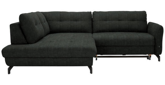 ECKSOFA in Flachgewebe, Leinenoptik Anthrazit  - Anthrazit/Schwarz, Design, Textil/Metall (208/247cm) - Xora