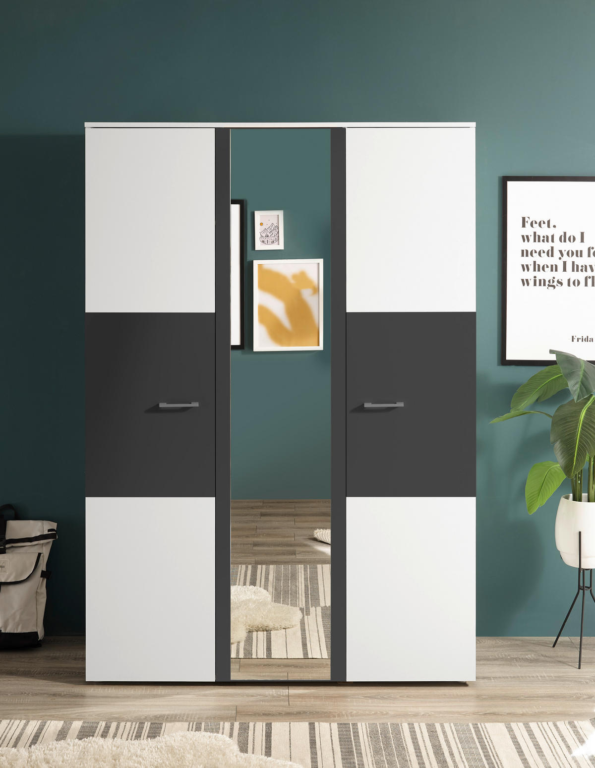 DETSKÁ ŠATNÍKOVÁ SKRIŇA  - biela/grafitová, Modern, kompozitné drevo/plast (135/195/60cm) - Carryhome