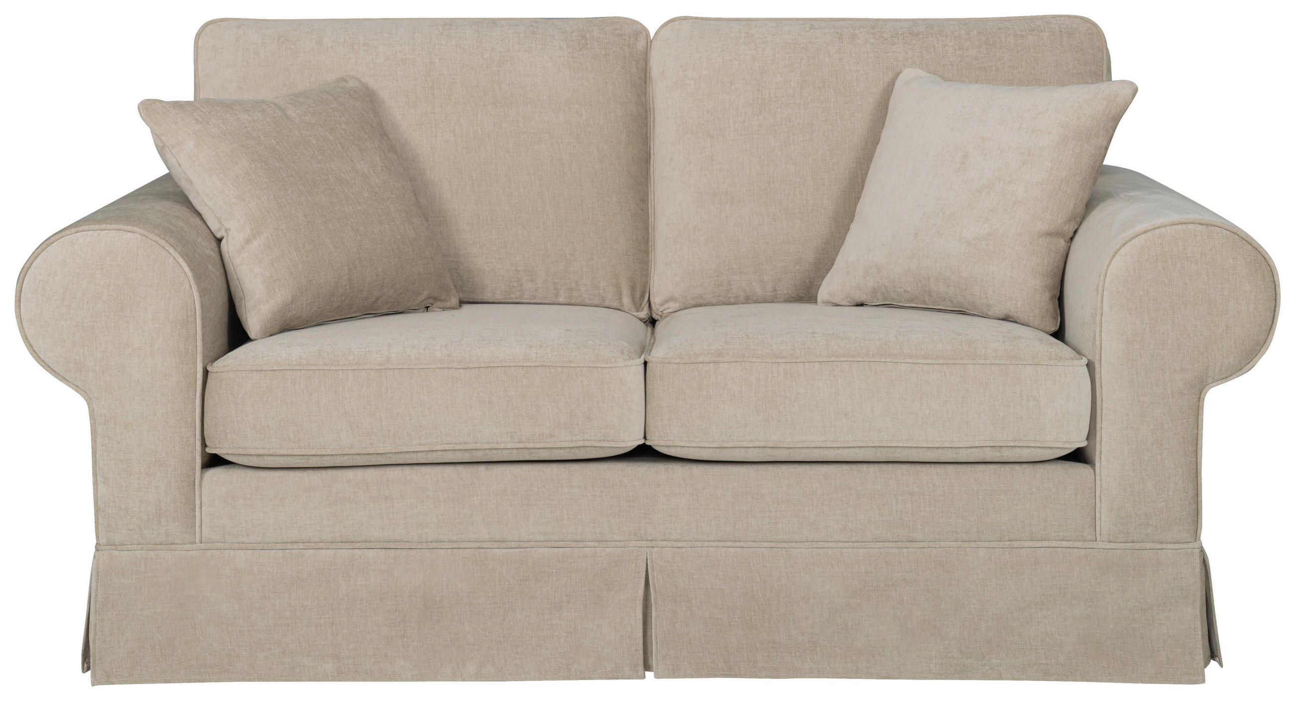 2-SITZER-SOFA Chenille Beige  - Beige/Naturfarben, Design, Holz/Textil (184/91/91cm)