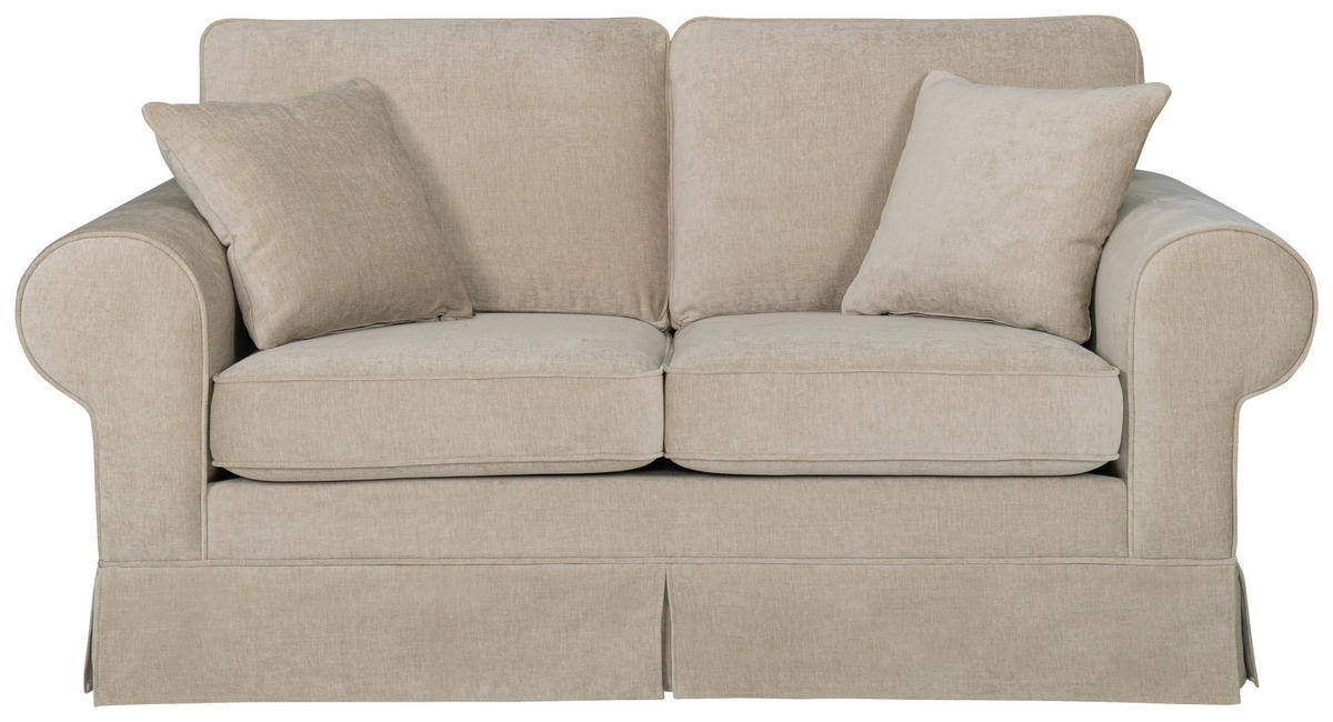 2-SITZER-SOFA Chenille Beige  - Beige/Naturfarben, Design, Holz/Textil (184/91/91cm)