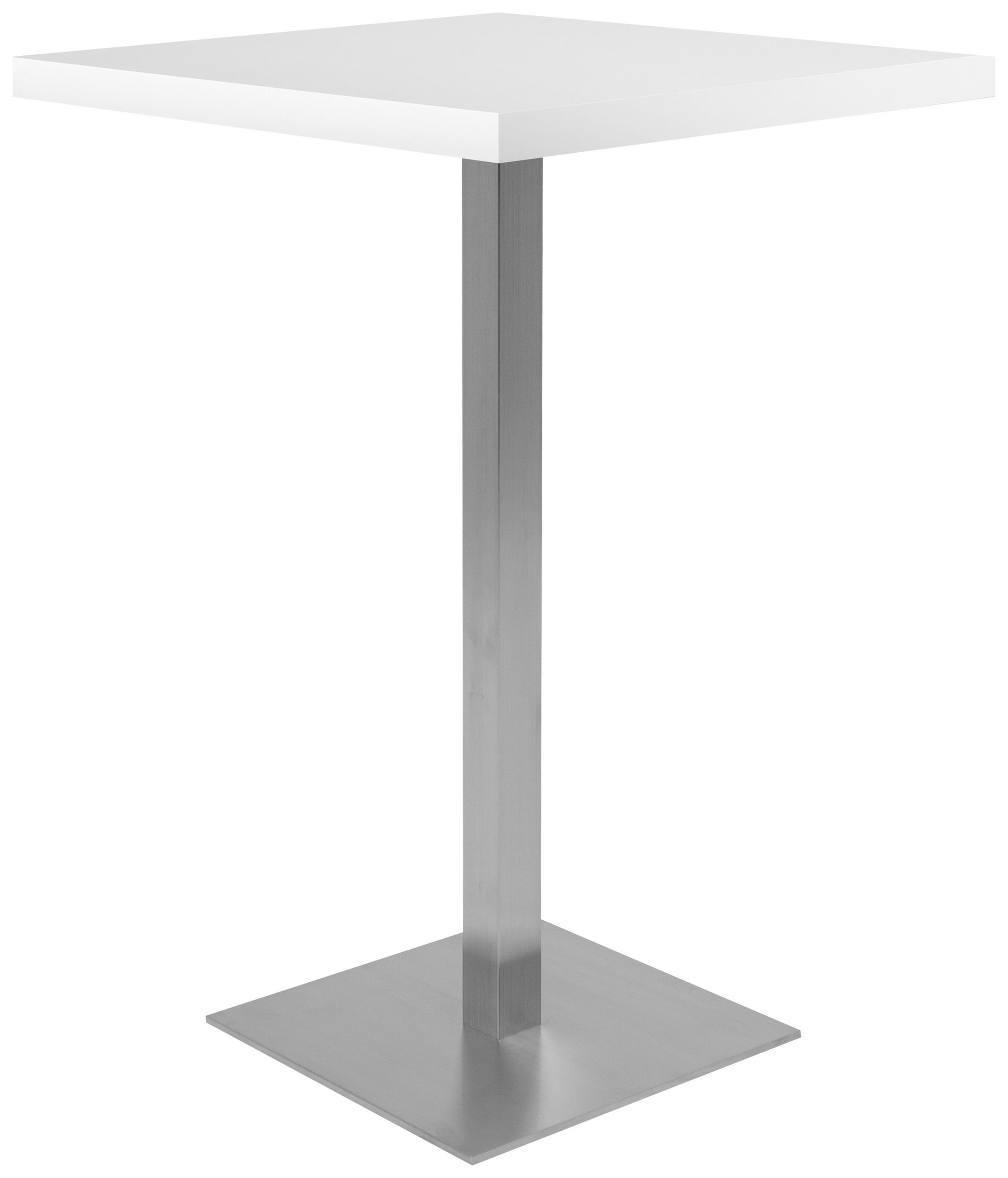 BARTISCH quadratisch Weiß, Edelstahlfarben - Edelstahlfarben/Weiß, MODERN, Metall (70/70/105cm) - MID.YOU