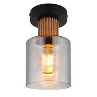 DECKENLEUCHTE  12/21 cm    - Dunkelbraun/Schwarz, Natur, Glas/Holz (12/21cm) - Globo