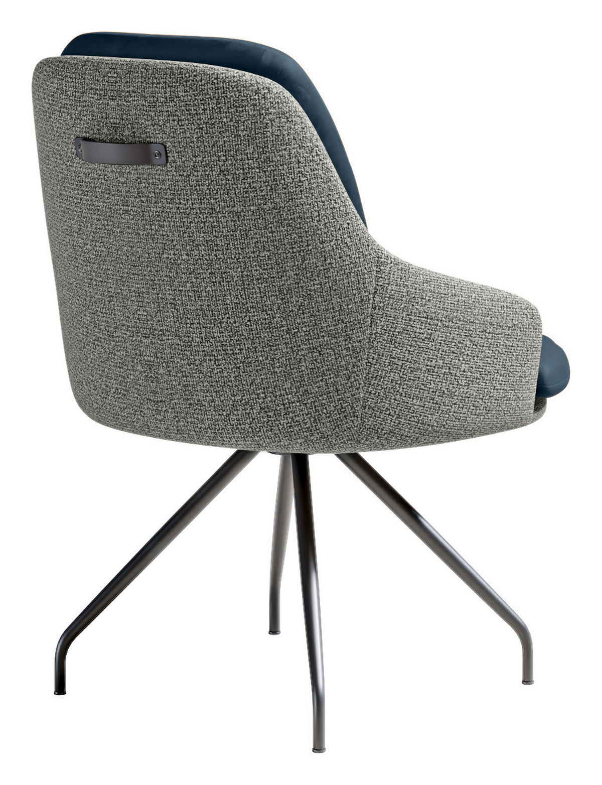 ARMLEHNSTUHL  Beinauswahl, Sitzfläche 360° drehbar, Stoff-/Lederauswahl Velours  Dunkelblau, Graublau  - Graublau/Schwarz, Design, Textil/Metall (60/86/66cm) - Dieter Knoll