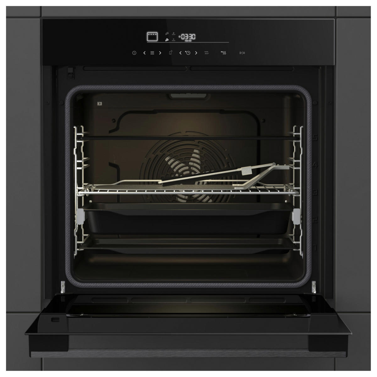 EINBAUBACKOFEN HO66F PizzaChef  - Schwarz, Basics, Glas/Metall (59,5/59,5/56,4cm) - Hisense