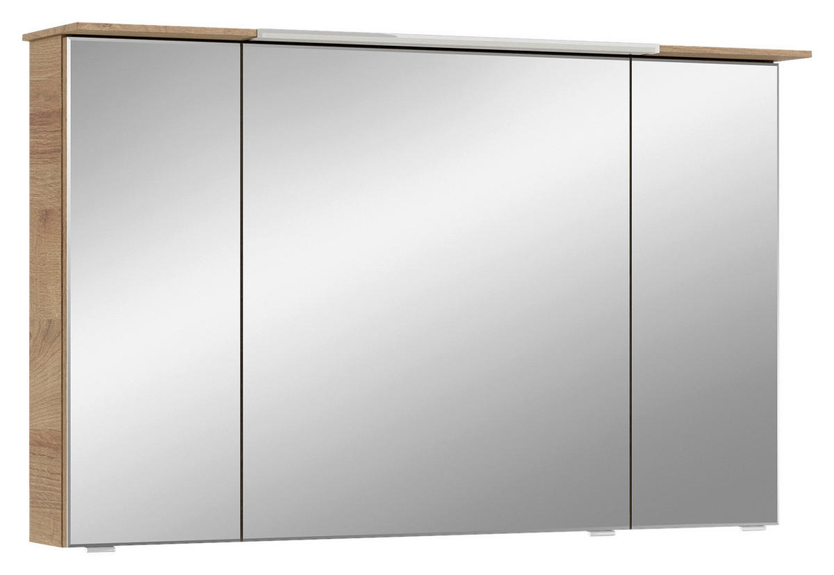 SPIEGELSCHRANK 110/71/17 cm  - Chromfarben/Eichefarben, Design, Glas/Holzwerkstoff (110/71/17cm) - Sadena